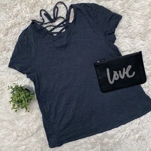 Loft Tie Back Top 💗 Charcoal Gray